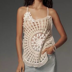 NWT Anthropologie Pieced Crochet Sweater Tank XL